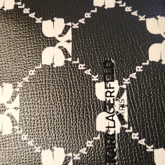 NWT KARL LARGERFELD BLACK AND WHITE w/SILVER HARDWARE BUCKET BAG/TOTE - Picture 7 of 10